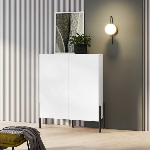 Komoda JUKON Szerokość 114 cm Biały Supermatt Dwudrzwiowa Helvetia Meble 2497ND42