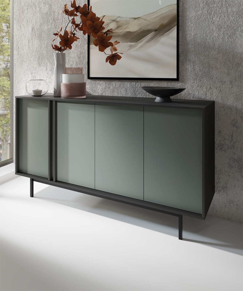 KOMODA 6 ALSY ANTRACYT -ALOES WYSOKIE NÓŻKI ZEWNĄTRZ ARANŻACJA.jpg