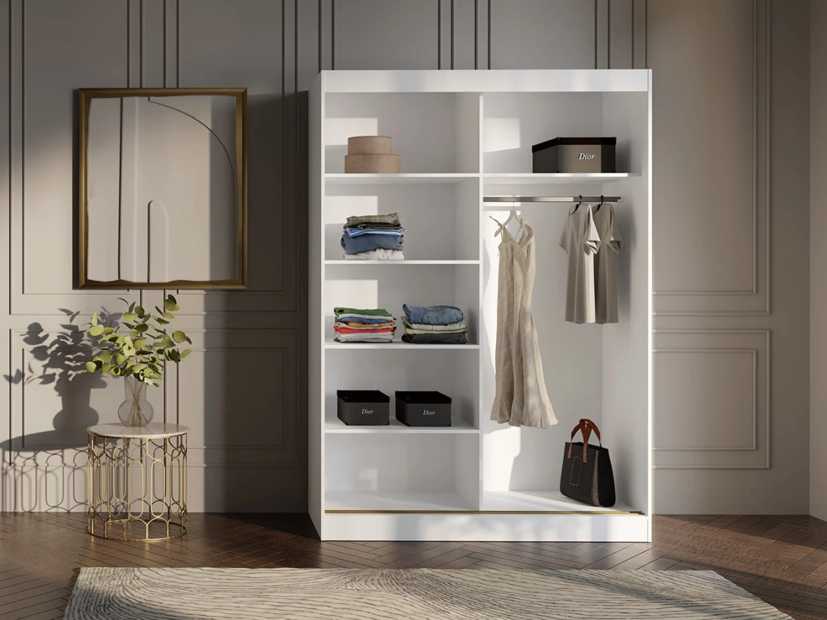 SZAFA MODIN 150 BIAŁA LUSTRO ZŁOTE UCHWYTY ARANŻACJA WNĘTRZE.jpg