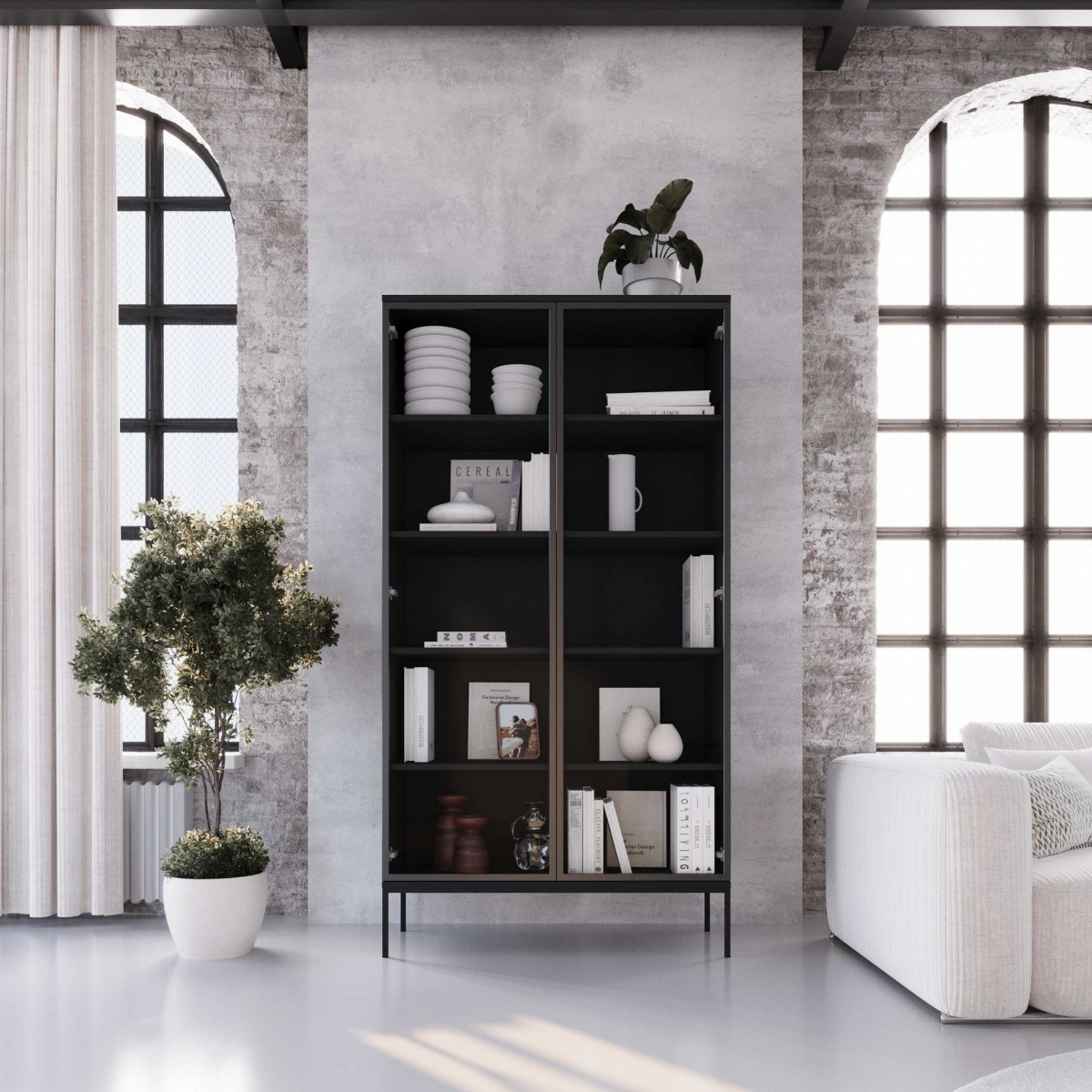 INDUST WITRYNA CZARNE DREWNO WYSOKIE CZARNE NÓŻKI ARANŻACJA.jpg