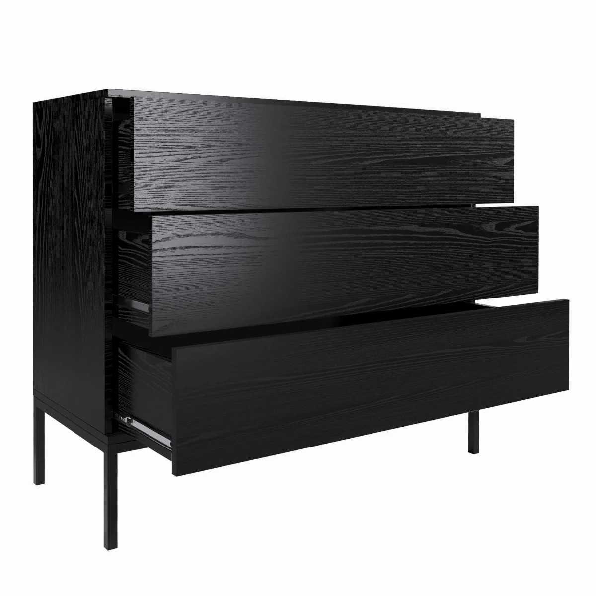 INDUST KOMODA 3S 100 CM CZARNE DREWNO WYSOKIE CZARNE NÓŻKI WEWNĄTRZ.jpg