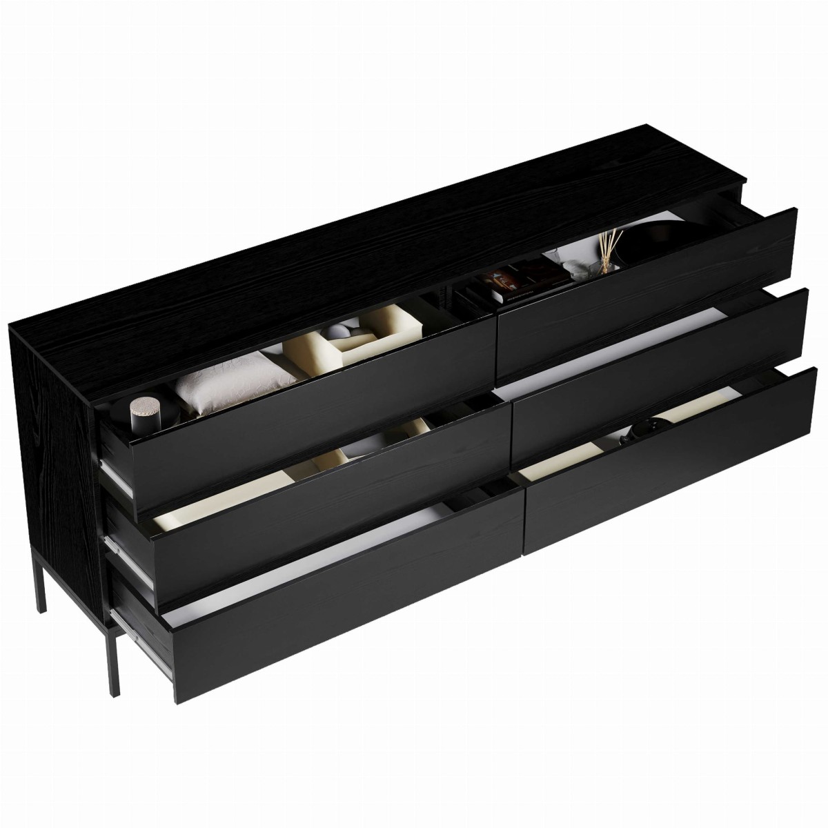 INDUST KOMODA 6S 150 CM CZARNE DREWNO WYSOKIE CZARNE NÓŻKI WNĘTRZE.jpg