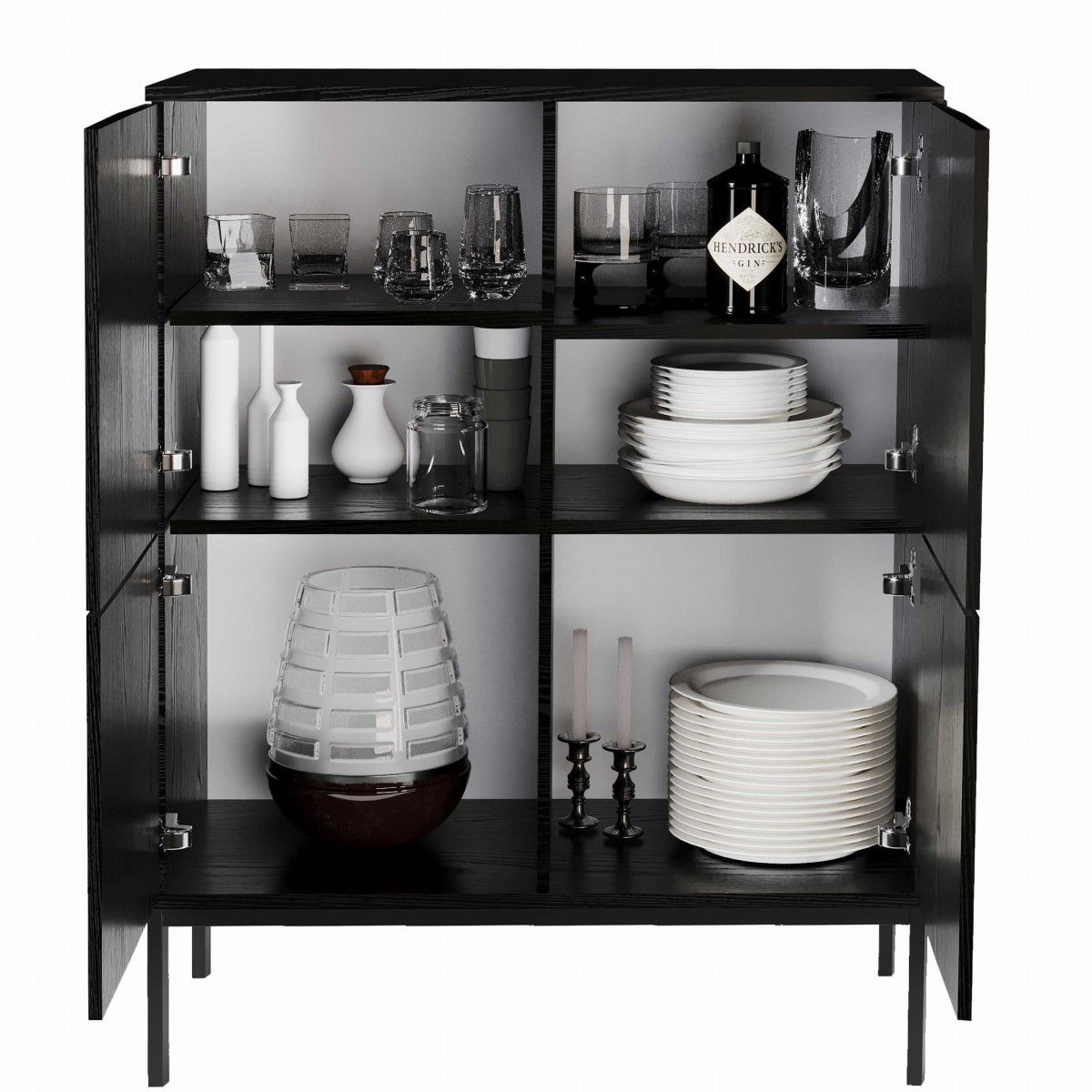 INDUST KOMODA 4D 100 CM CZARNE DREWNO WYSOKIE CZARNE NÓŻKI WEWNĄTRZ.jpg