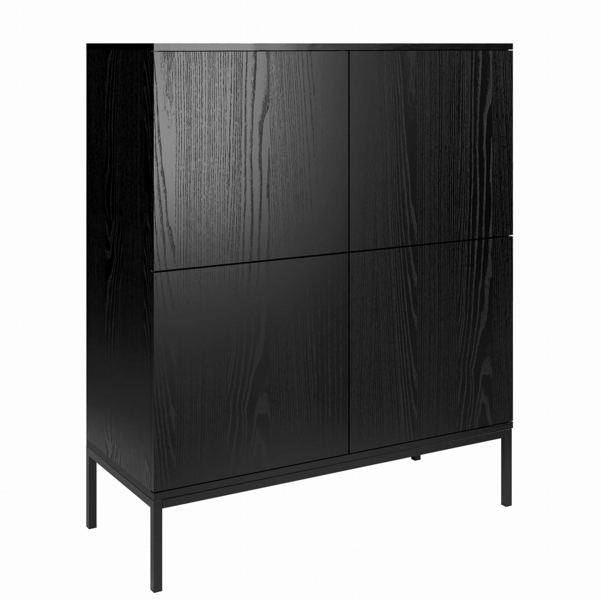 INDUST KOMODA 4D 100 CM CZARNE DREWNO WYSOKIE CZARNE NÓŻKI ZEWNĄTRZ.jpg