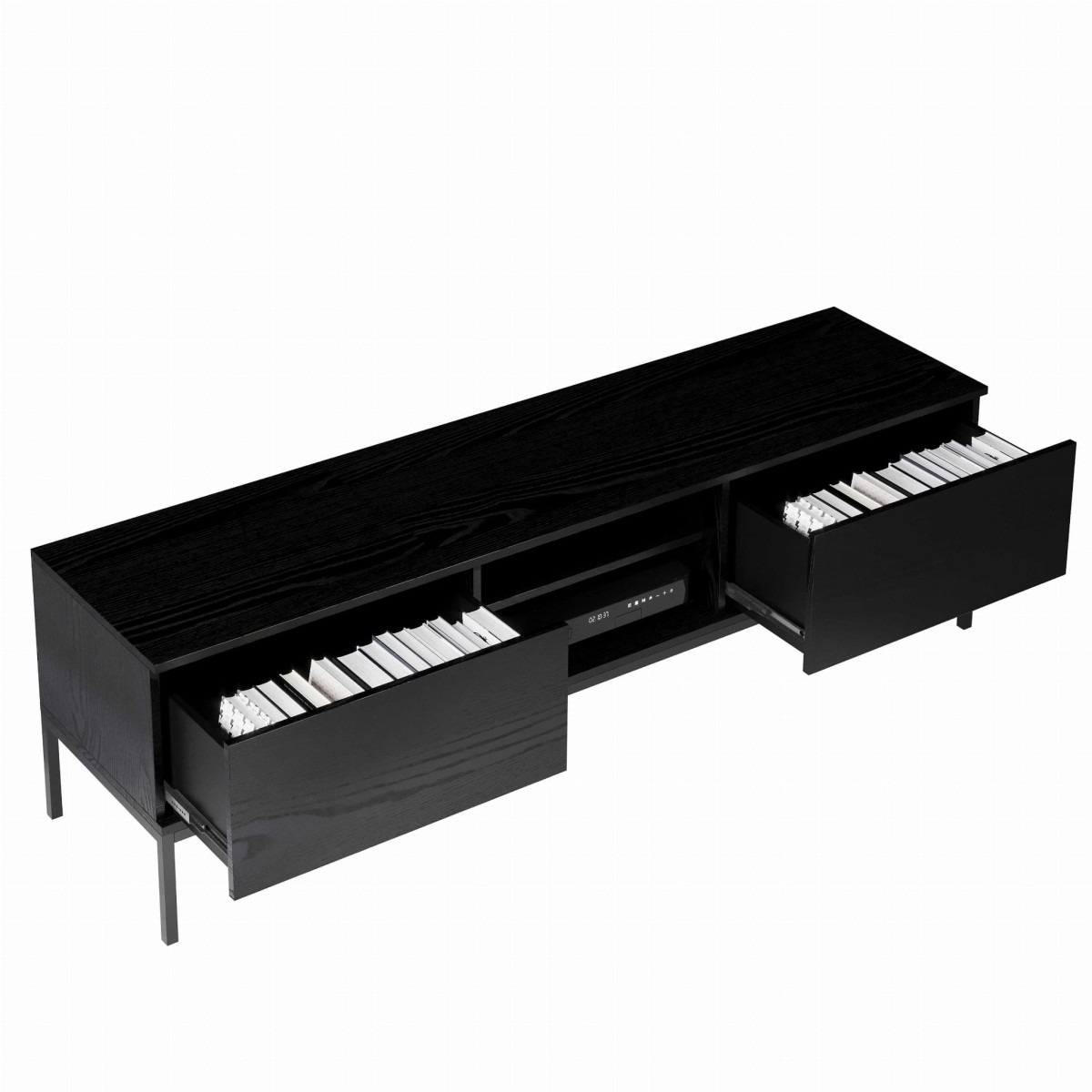 INDUST SZAFKA RTV 2S 170 CM CZARNE DREWNO WYSOKIE CZARNE NÓŻKI WEWNĄTRZ.jpg