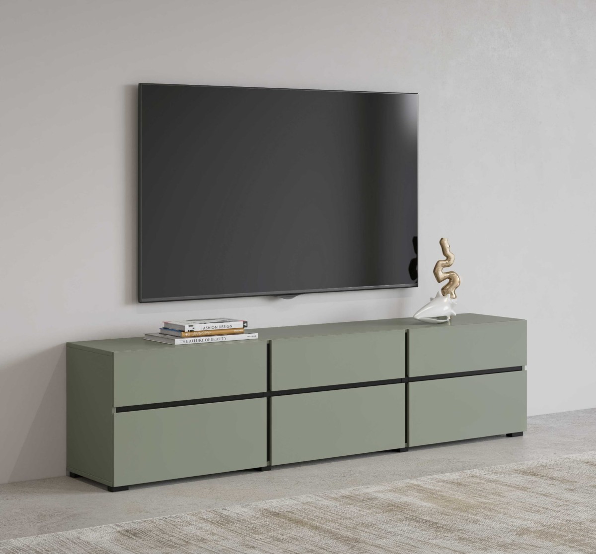CROSS 24GWMY41_KOMODA TV SZAFKA RTV 3KLAPY 3 SZUFLADY ZIELONY - CZARNY ARANŻ.jpg