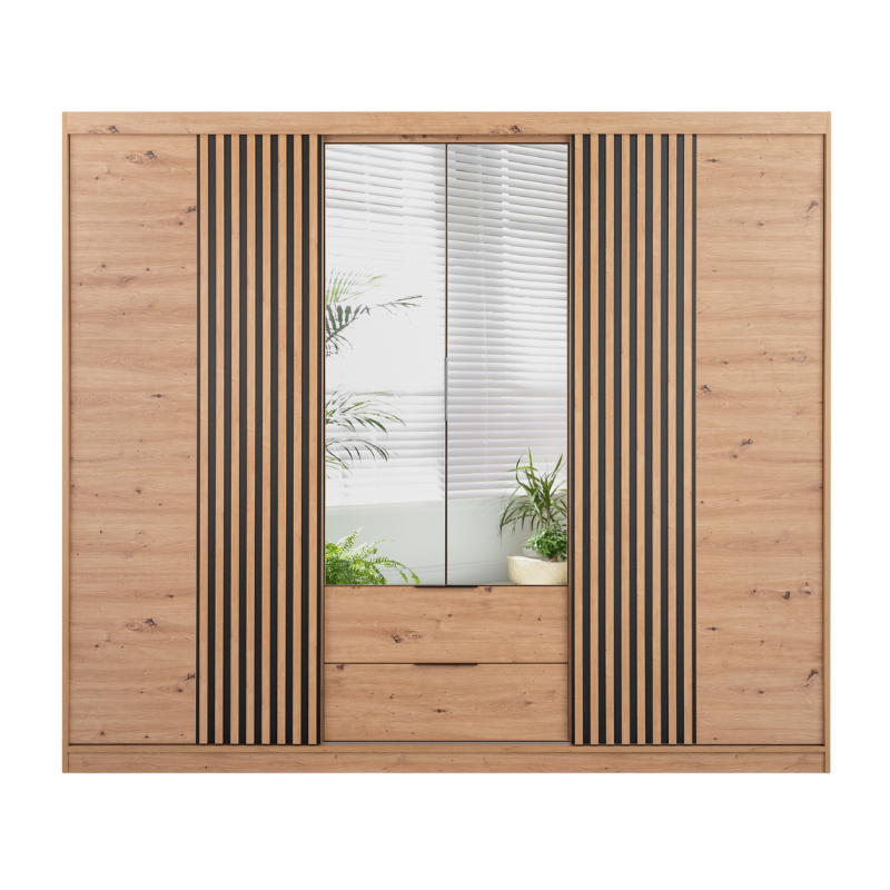 SZAFA MAJORKA DĄB ARTISAN LUSTRO LAMELE 250 ZEWNĄTRZ FRONT.png