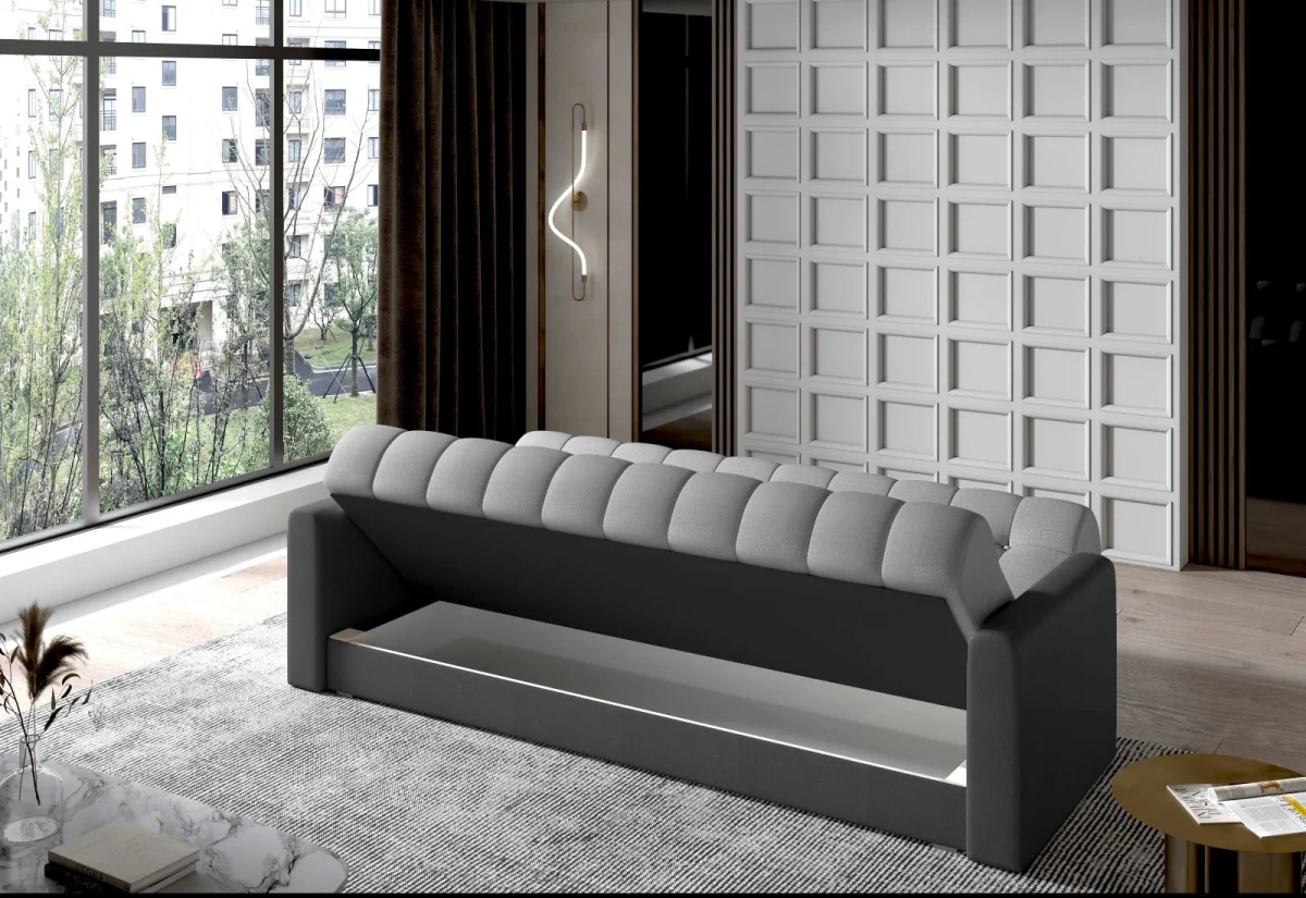 WERSALKA KANAPA SOFA GARED TKANINA MONOLITH 85 + 97 ARANŻACJA POJEMNIK NA POŚCIEL.webp