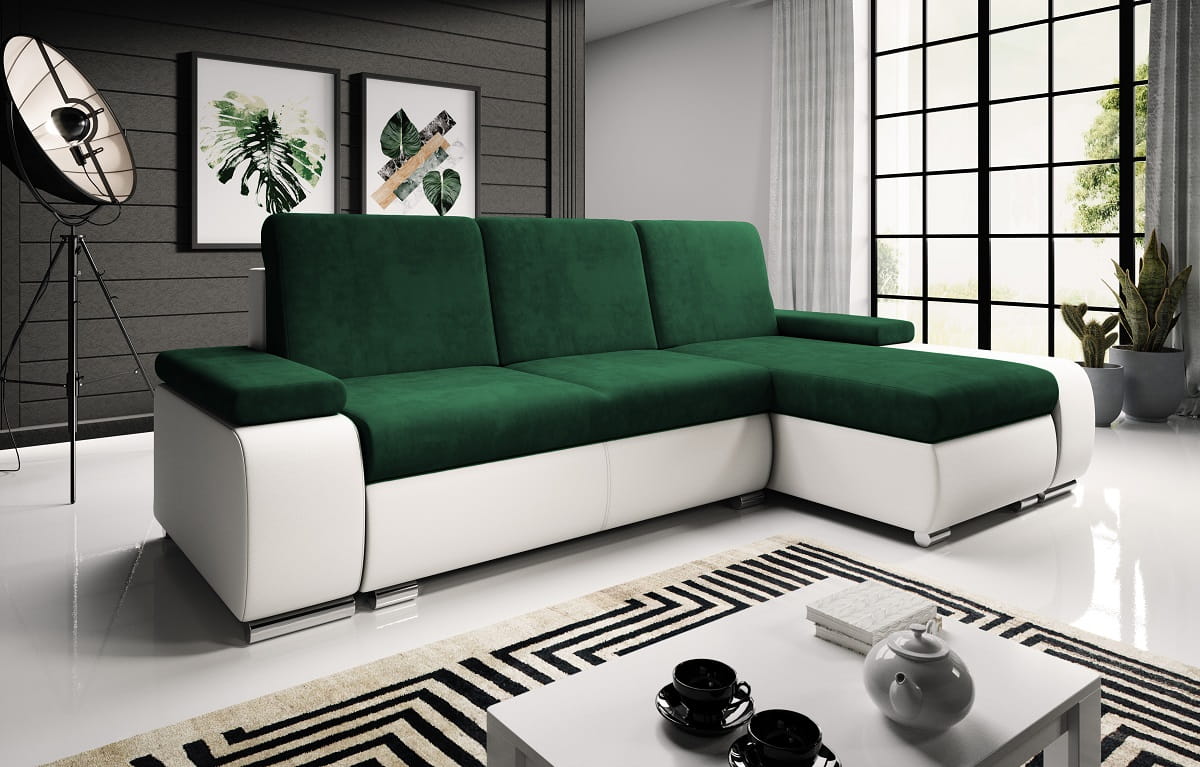 NAROŻNIK LATE Madryt biały Kronos 19 Zielony Butelkowa Zieleń.jpg