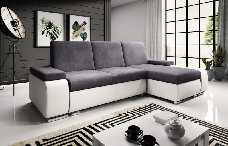 Narożnik LATE Do Salonu Funkcja Spania Sprężyna BONELL Na Całej Powierzchni Spania Pojemnik Na Pościel Nowoczesny Poduszki Pokoju Młodzieżowy Mały Dwa Pojemniki Madryt biały Kronos 22.jpg