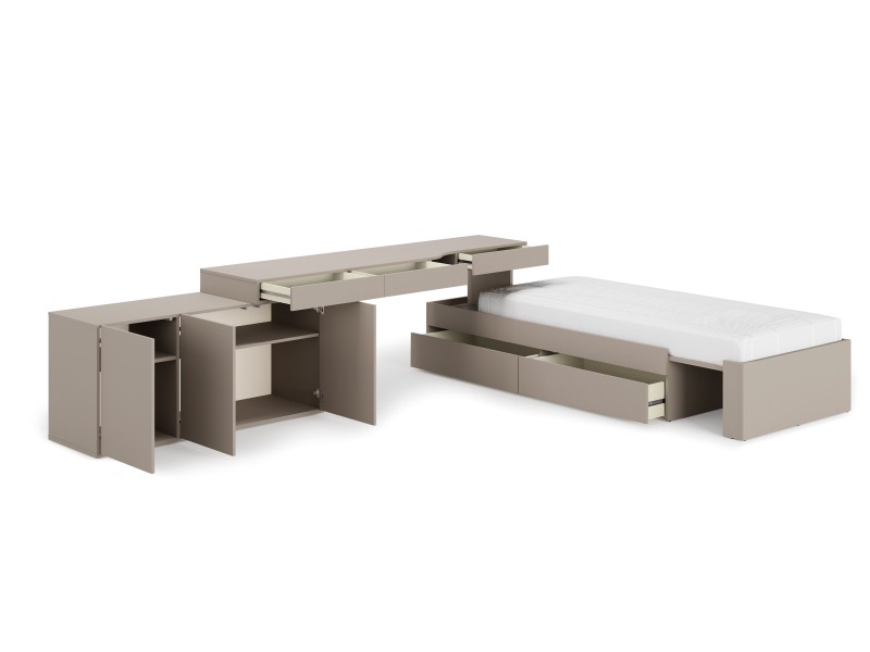 WOS1L_02 WOOW ZESTAW KOMODA BIURKO LEWE ŁÓŻKO KOLOR szampański dąb vincenza bielonaclay grey WEWNĄTRZ.jpg