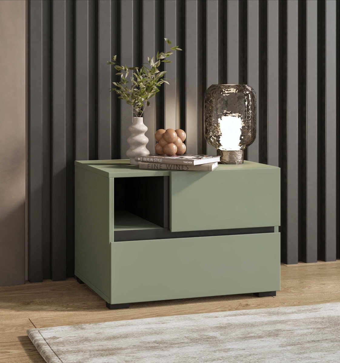 CROSS S 24GWMY22a_STOLIK NOCNY SZAFKA NOCNA 2 SZUFLADY ZGASZONA ZIELEŃ CZARNY ARANŻACJA.jpg