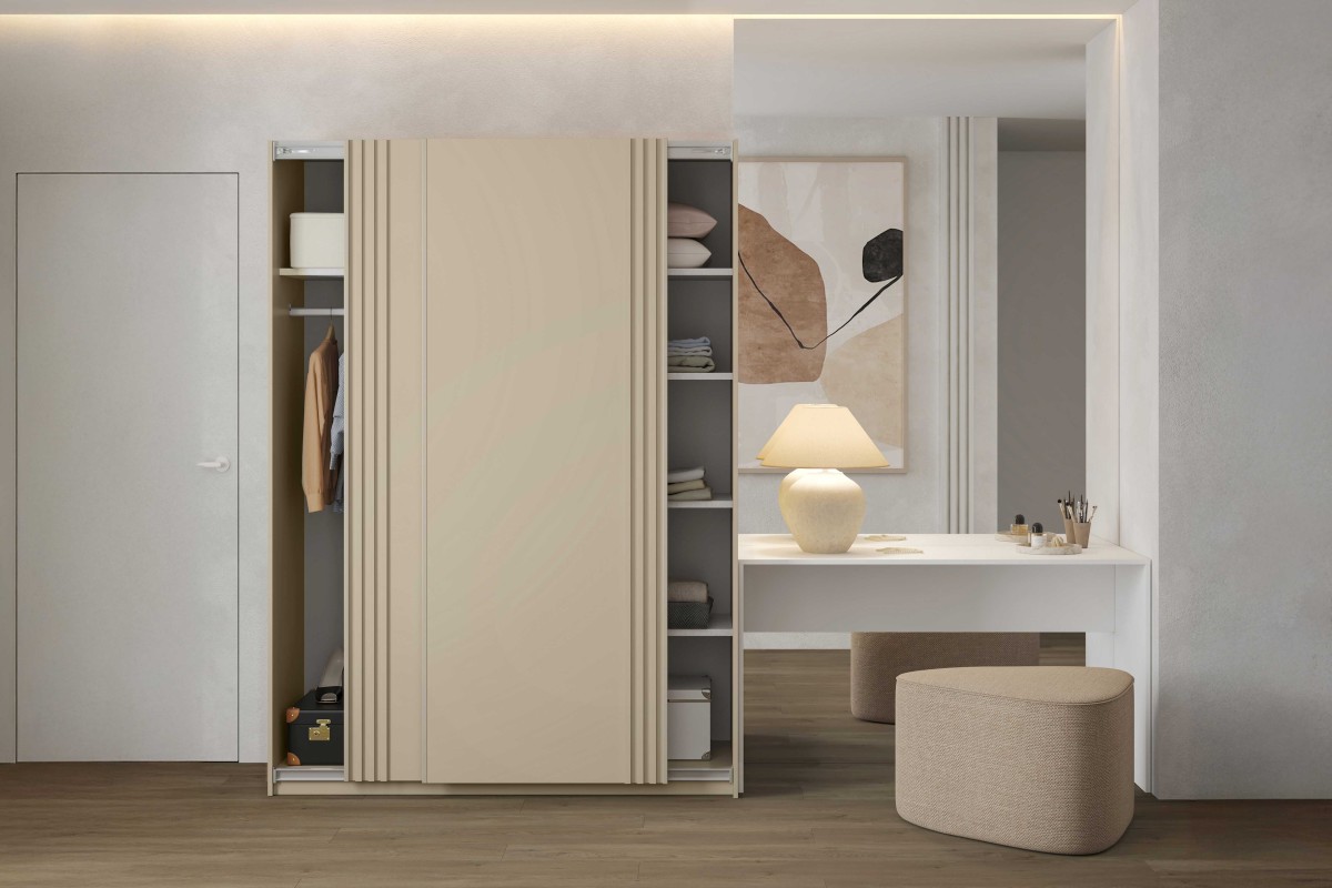 NIVA 2 2412OE15_1b+2497LZ03+AVA SZAFA 150 CM DWUDRZWIOWA PRZESUWNA LAMELE BEŻ JASNY ARANŻACJA.jpg