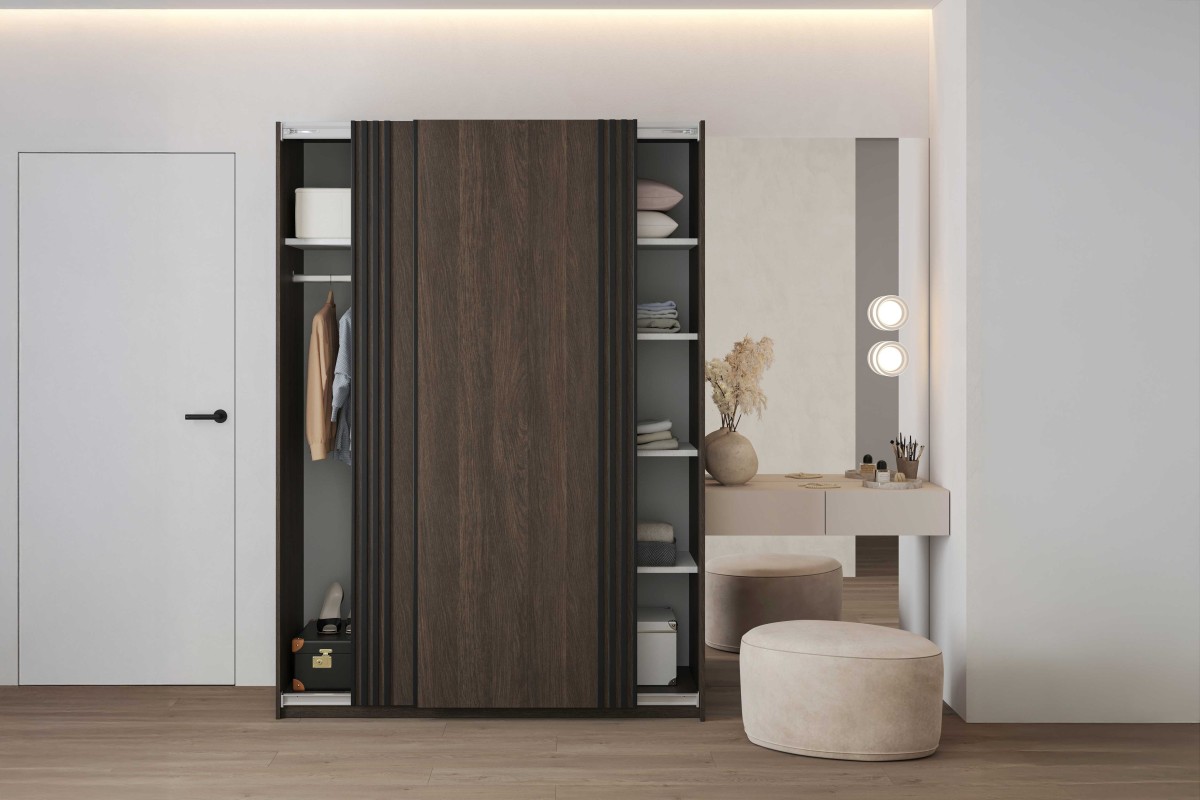 NIVA 2 24DWOE15_1c+24KSND49+AVA SZAFA 150 CM DWUDRZWIOWA PRZESUWNA LAMELE DĄB DUNIN CZARNY MAT ARANŻACJA.jpg