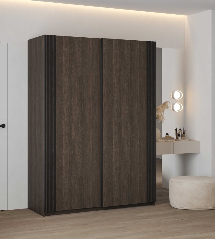 NIVA 24DWOE15_1b+24KSND49+AVA SZAFA 150 CM DWUDRZWIOWA PRZESUWNA LAMELE DĄB DUNIN CZARNY MAT ARANŻACJA.jpg