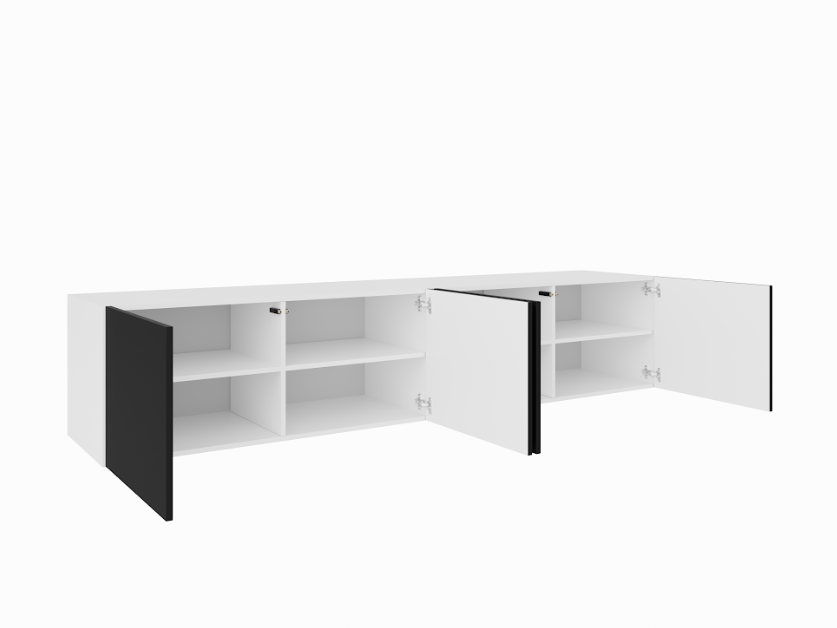 SZAFKA RTV WISZĄCA LIO 200 2X100 KORPUS BIAŁY MAT FRONT CZARNY MAT WEWNĄTRZ.png