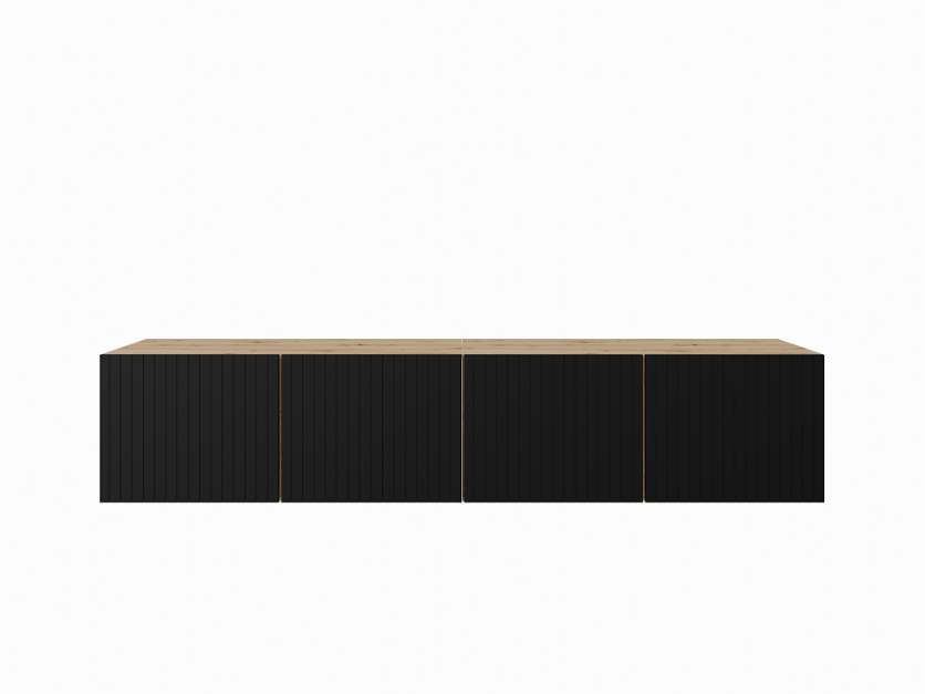 SZAFKA RTV WISZĄCA MIO 200 2X100 KORPUS DĄB ARTISAN FRONT CZARNY MAT.png