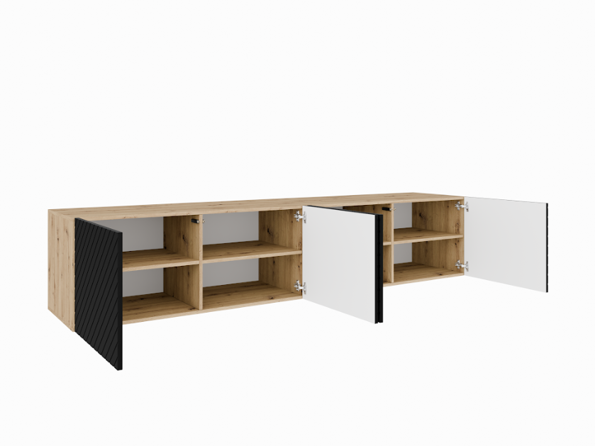 SZAFKA RTV WISZĄCA NIKO 200 2X100 KORPUS DĄB ARTISAN FRONT CZARNY MAT WEWNĄTRZ.png