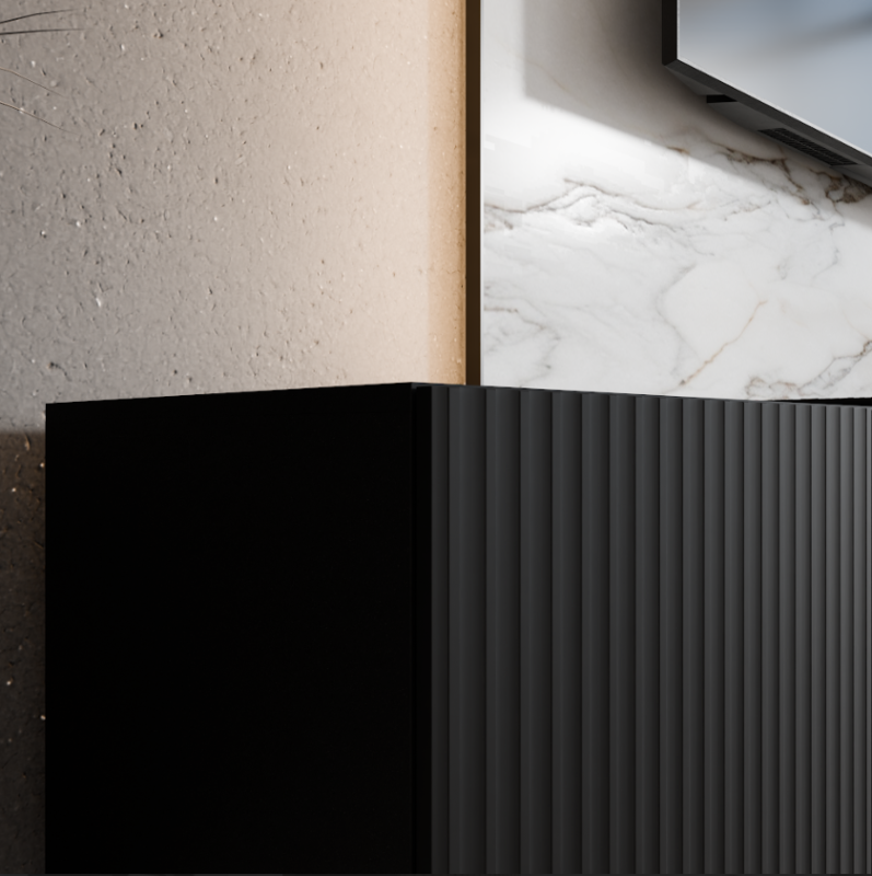 SZAFKA RTV WISZĄCA NOE 200 2X100 KORPUS CZARNY MAT FRONT CZARNY MAT ARANŻACJA DETALE.png