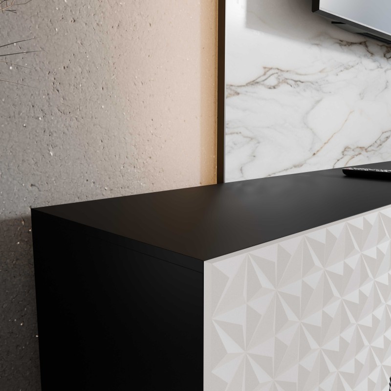 SZAFKA RTV WISZĄCA CALI 300 3X100 ZAMKNIĘTA KORPUS CZARNY MAT FRONT BIAŁY MAT ARANŻACJA DETALE.jpg