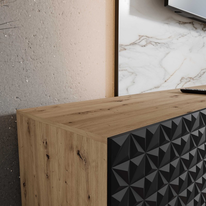 SZAFKA RTV WISZĄCA CALI 300 3X100 ZAMKNIĘTA KORPUS DĄB ARTISAN FRONT CZARNY MAT ARANŻACJA DETALE.jpg