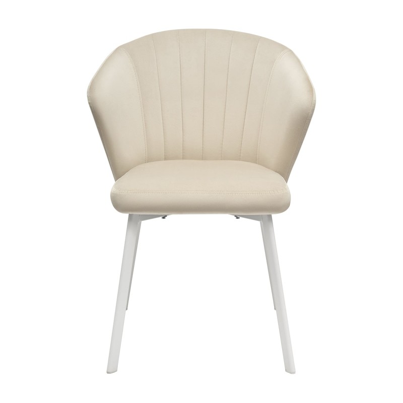 Krzesło GASPAR Tapicerowane Jasnobeżowe widok z przodu – nowoczesne krzesło do jadalni i salonu