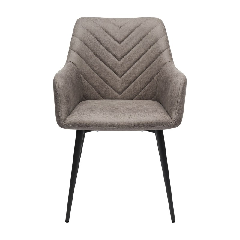 Krzesło FIDEL Tapicerowane Szarobrązowe widok z przodu – nowoczesne krzesło do jadalni i salonu
