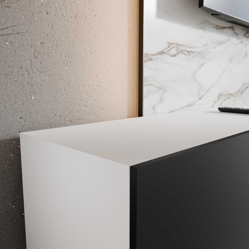 SZAFKA RTV WISZĄCA LIO 300 3X100 ZAMKNIĘTA KORPUS BIAŁY MAT FRONT CZARNY MAT ARANŻACJA DETALE.jpg