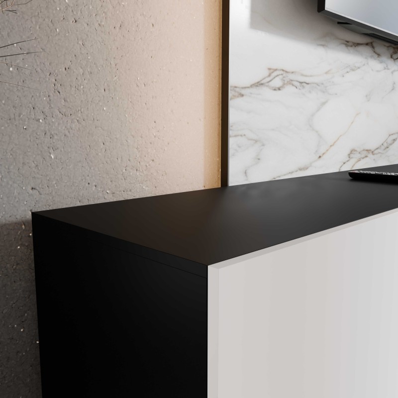 SZAFKA RTV WISZĄCA LIO 300 3X100 ZAMKNIĘTA KORPUS CZARNY MAT FRONT BIAŁY MAT ARANŻACJA DETALE.jpg