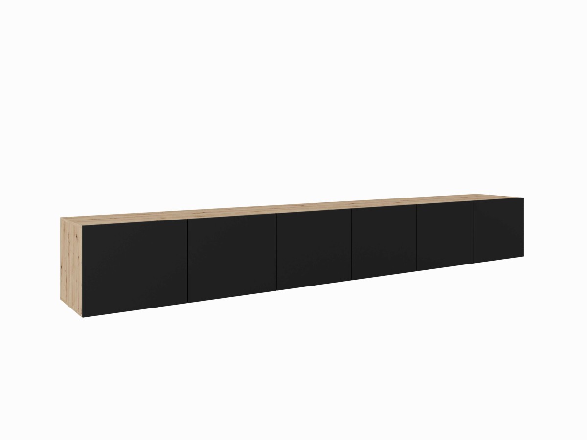 SZAFKA RTV WISZĄCA LIO 300 3X100 ZAMKNIĘTA KORPUS DĄB ARTISAN FRONT CZARNY MAT ZEWNĄTRZ.jpg