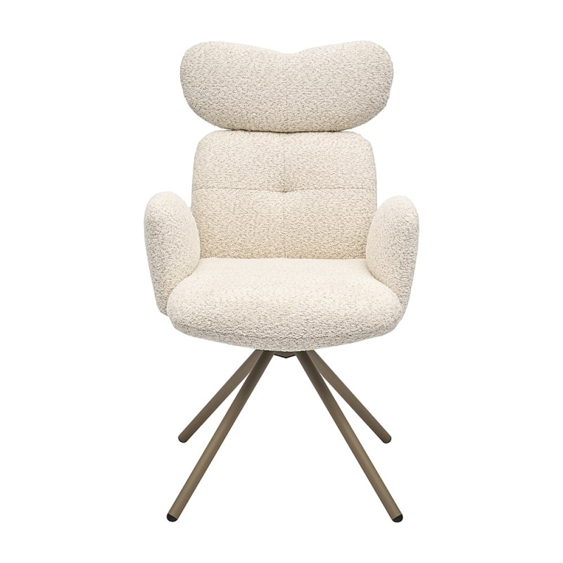 Krzesło MORANT Tapicerowane Beżowe widok z przodu – nowoczesne krzesło do jadalni i salonu