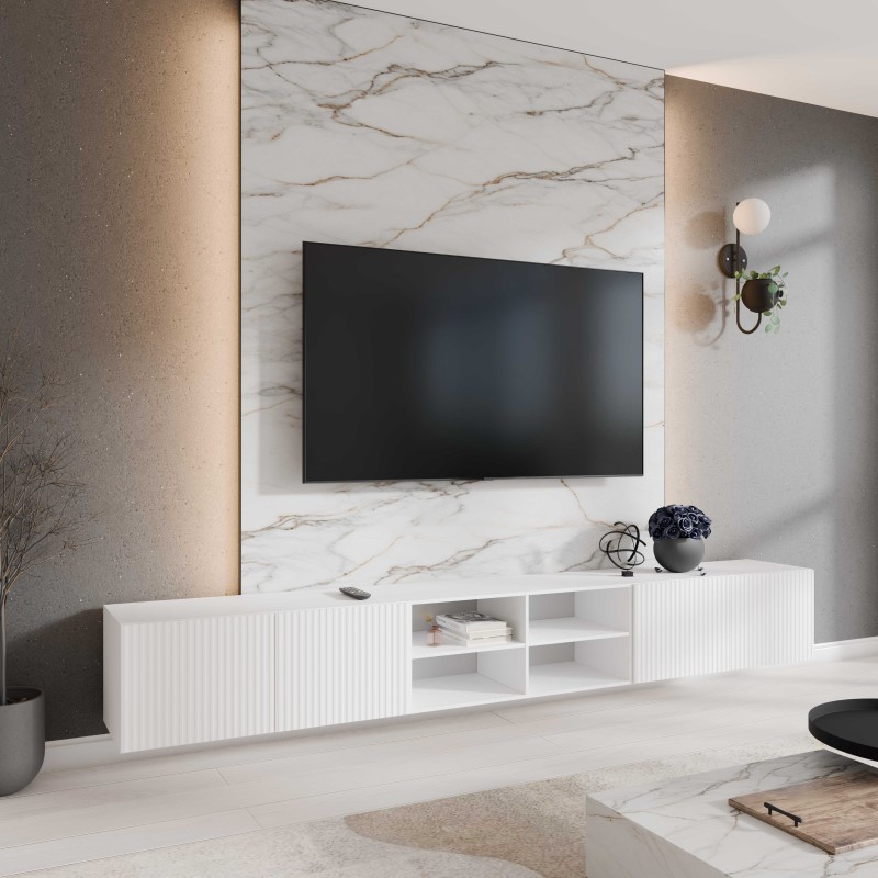 SZAFKA RTV WISZĄCA NOE 300 3X100 OTWARTA KORPUS BIAŁY MAT FRONT BIAŁY MAT ARANŻACJA.jpg