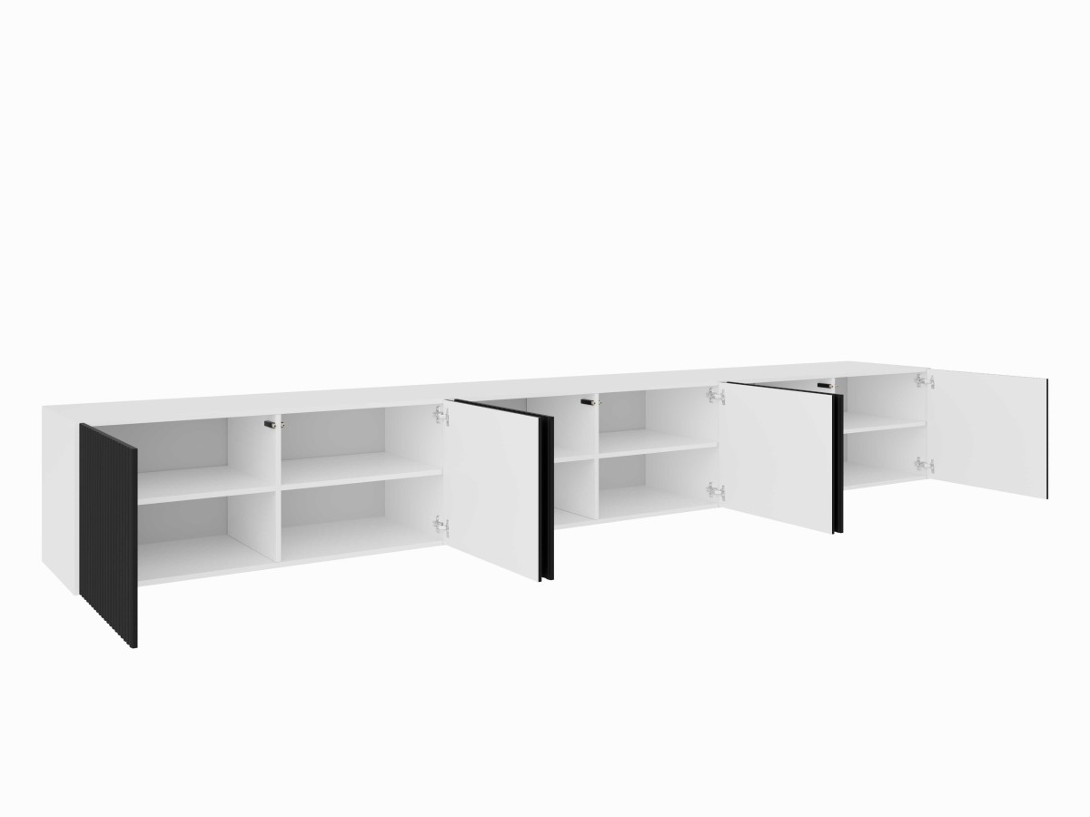 SZAFKA RTV WISZĄCA NOE 300 3X100 ZAMKNIĘTA KORPUS BIAŁY MAT FRONT CZARNY MAT WEWNĄTRZ.jpg