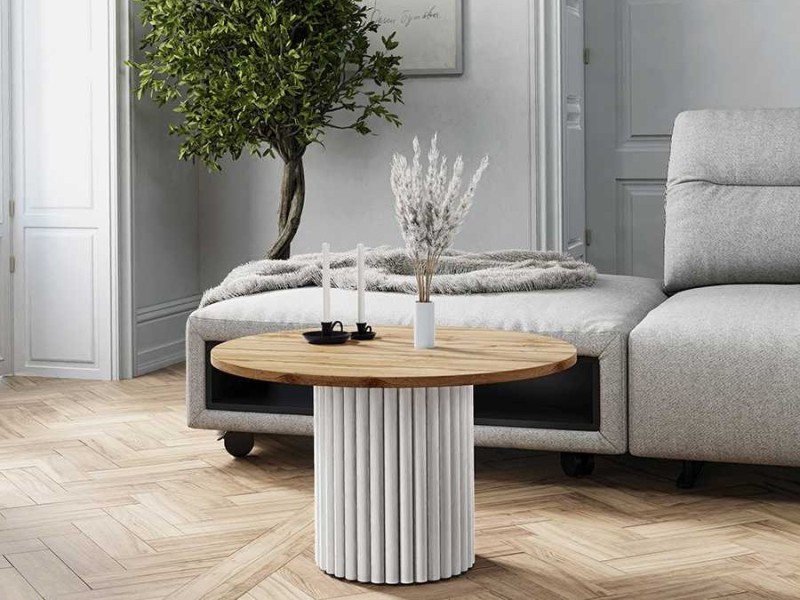 STOLIK KAWOWY LAMELO STELAŻ BIAŁY BLAT DĄB WOTAN RYFLE ARANŻACJA.jpg