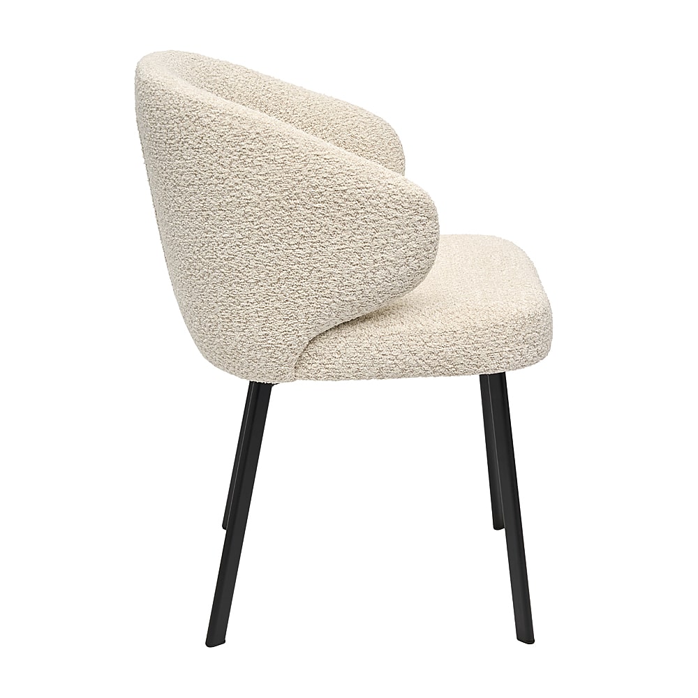 Krzesło MAKAO Tapicerowane Kremowe LUX widok od boku – nowoczesne krzesło do jadalni i salonu