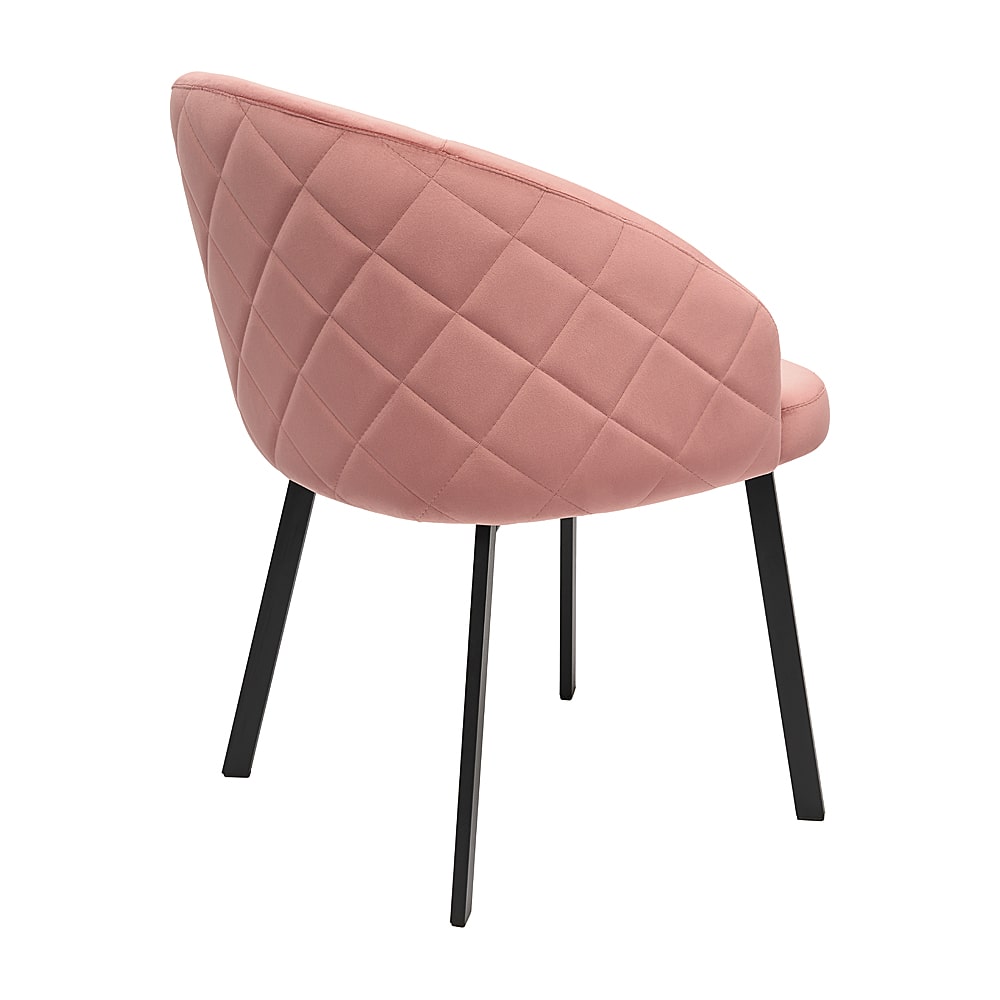 Krzesło PORTO Tapicerowane Różowe BASIC – designerskie krzesło z pikowanym oparciem, prezentacja z tyłu pod kątem