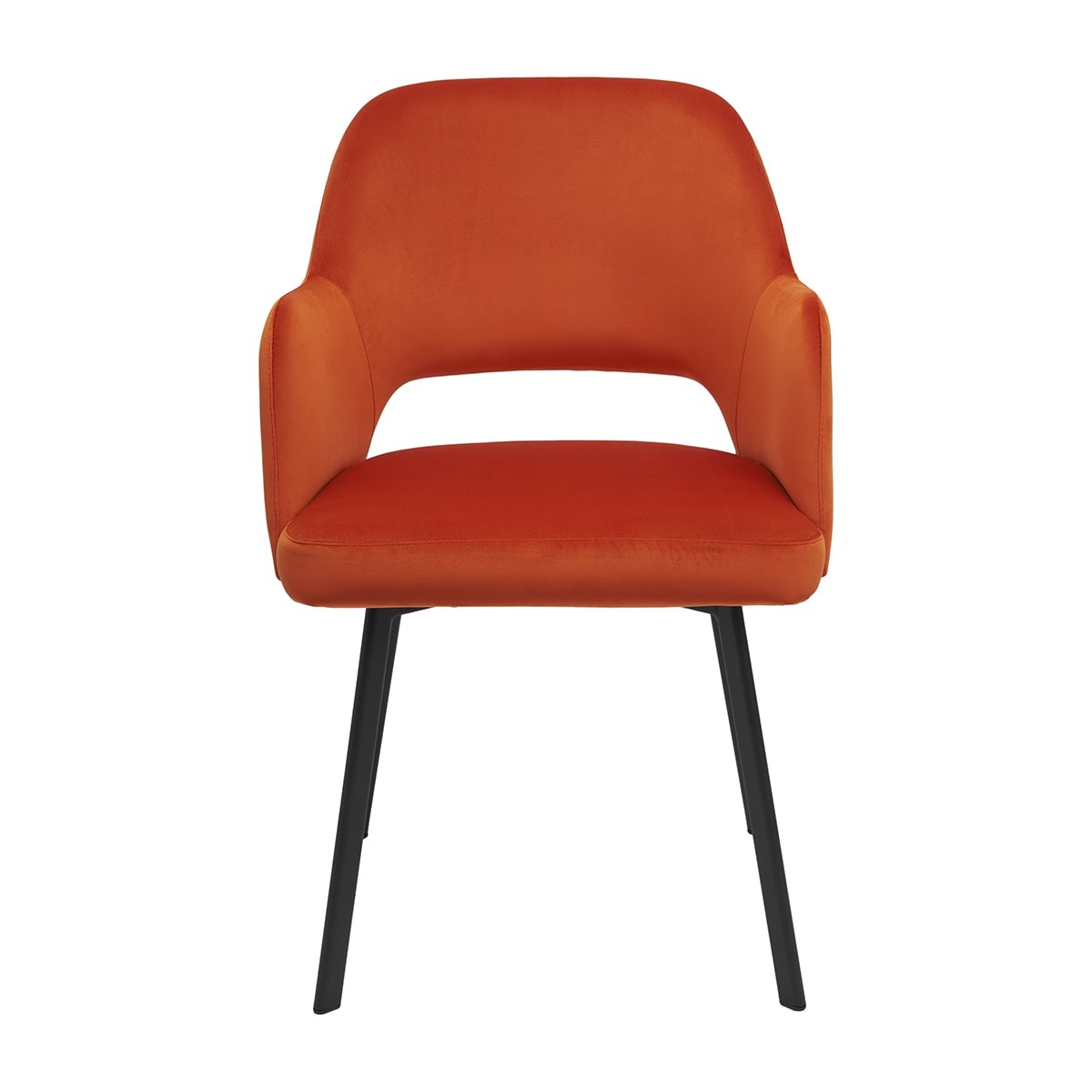 Krzesło MONTE Tapicerowane Pomarańczowe LUX – eleganckie krzesło widok od przodu, idealne do jadalni i salonu