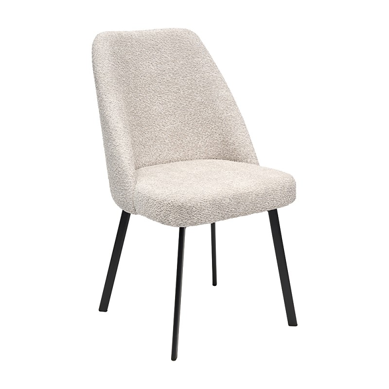 Krzesło RAFAEL Tapicerowane Beżowe Boucle BASIC  – nowoczesne krzesło do jadalni i salonu