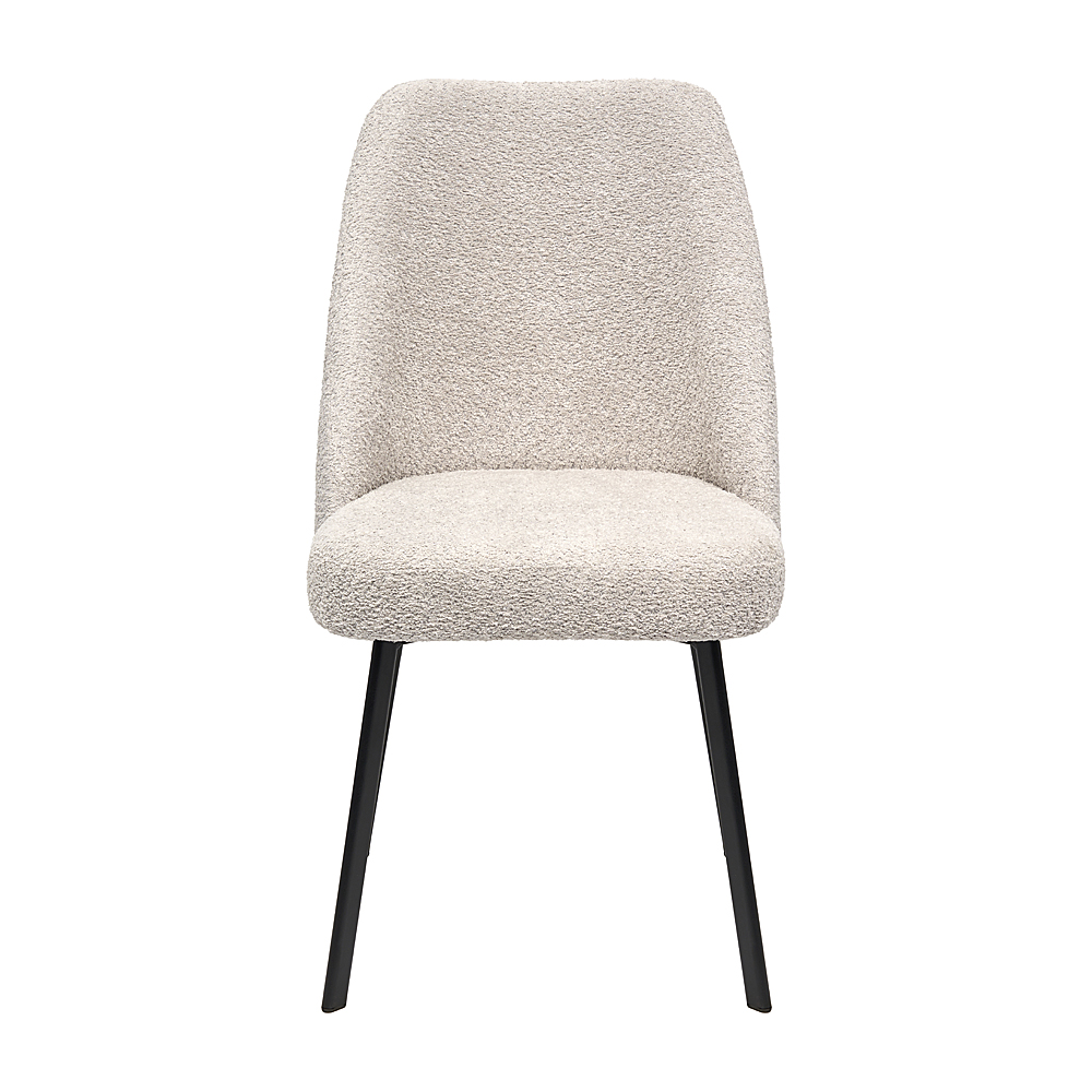 Krzesło RAFAEL Tapicerowane Beżowe Boucle  BASIC widok z przodu – nowoczesne krzesło do jadalni i salonu