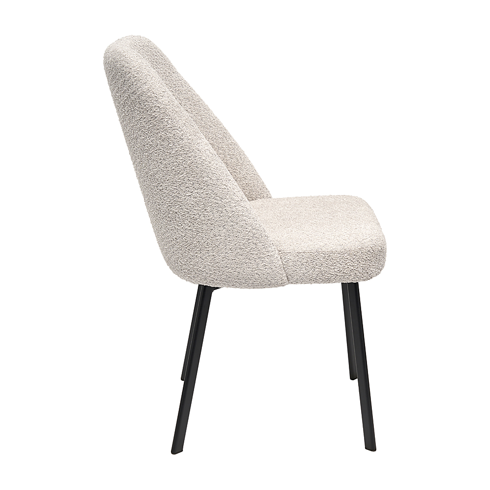 Krzesło RAFAEL Tapicerowane Beżowe Boucle BASIC widok od boku – nowoczesne krzesło do jadalni i salonu