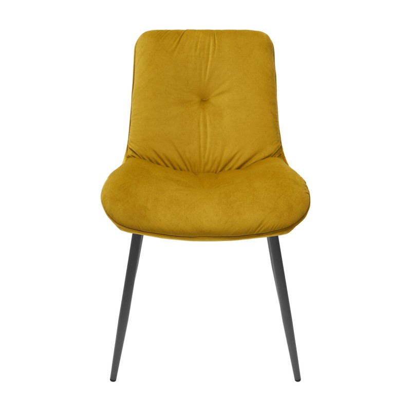 Krzesło RAUL Tapicerowane Żółte widok z przodu  – nowoczesne krzesło do jadalni i salonu