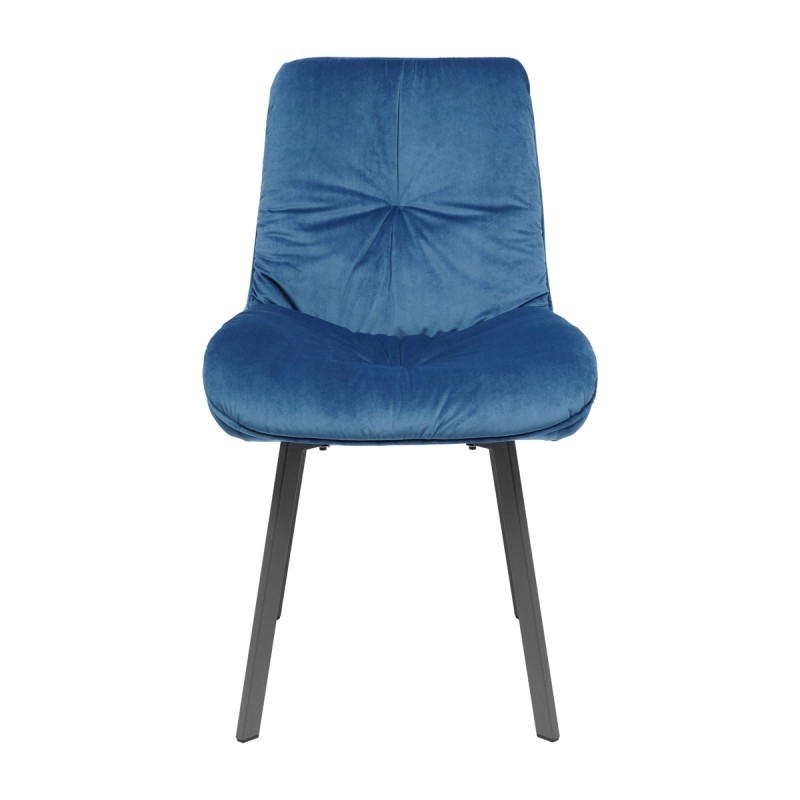 Krzesło RAUL Tapicerowane Niebieskie widok z przodu  – nowoczesne krzesło do jadalni i salonu