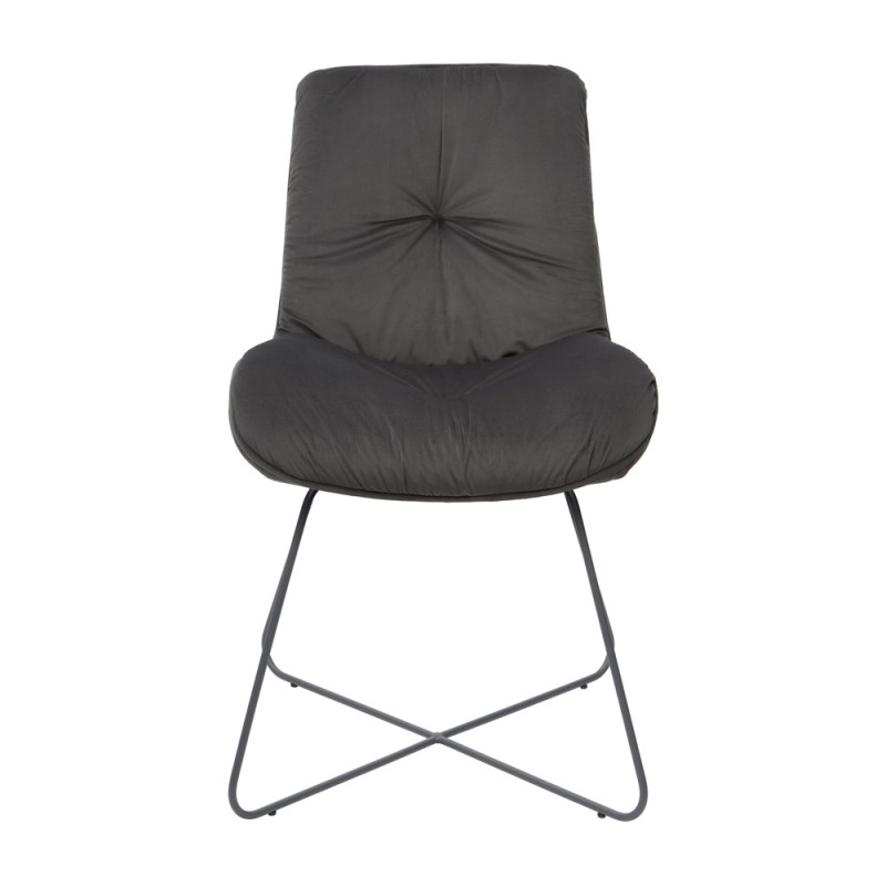 Krzesło RAUL Tapicerowane Czarne widok z przodu  – nowoczesne krzesło do jadalni i salonu