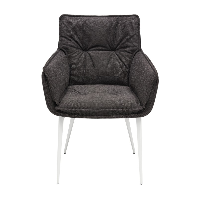 Krzesło RASMUS Tapicerowane Grafitowe z podłokietnikami widok z przodu  – nowoczesne krzesło do jadalni i salonu