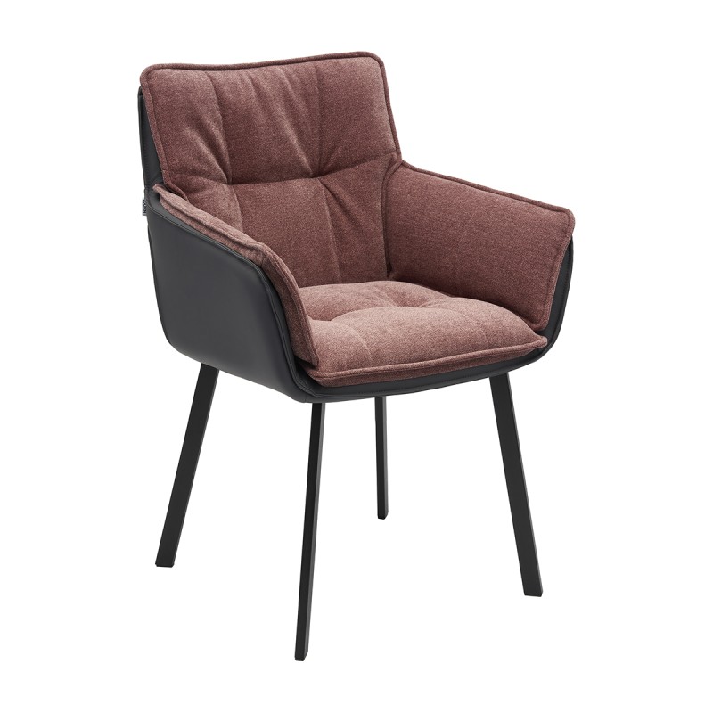 Krzesło RASMUS Tapicerowane Bordowe z podłokietnikami – nowoczesne krzesło do jadalni i salonu
