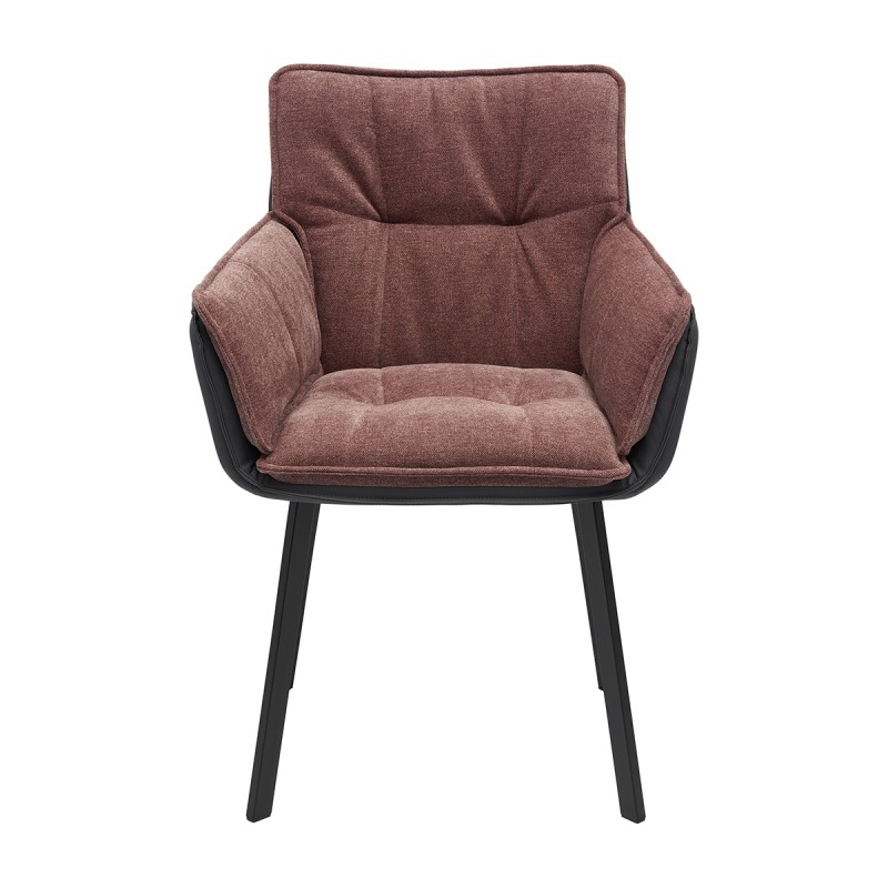 Krzesło RASMUS Tapicerowane Bordowe  z podłokietnikami widok z przodu  – nowoczesne krzesło do jadalni i salonu