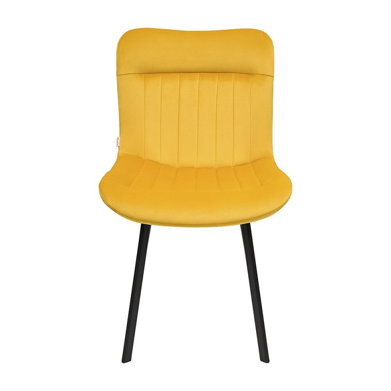 Krzesło CUSTO C22 Tapicerowane Żółte widok z przodu – nowoczesne krzesło do jadalni i salonu