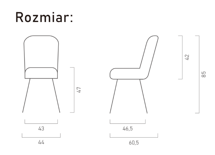 Zdjęcie Wymiarów Krzesło Bart T