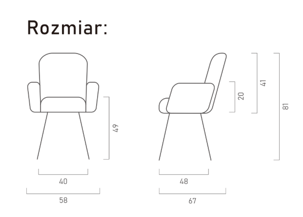 Zdjęcie Wymiarów Krzesło Silvio