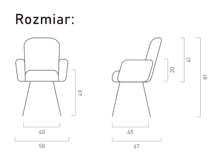Zdjęcie Wymiarów Krzesło Flavio